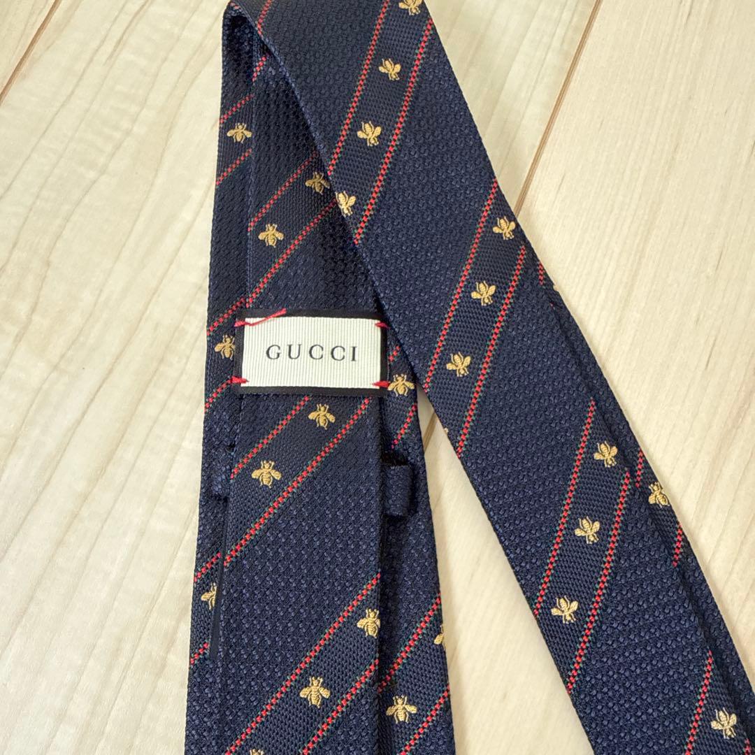 GUCCI ビー（ハチ）＆ウェブ ストライプ シルクジャカード ネクタイ 超美品