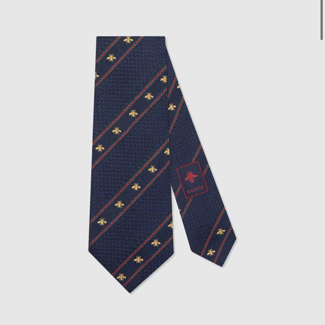 GUCCI ビー（ハチ）＆ウェブ ストライプ シルクジャカード ネクタイ 超美品