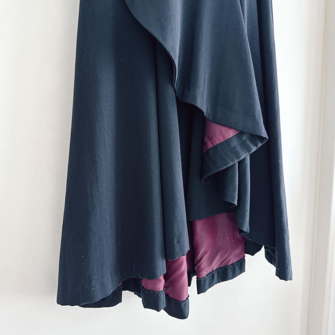 トリココムデギャルソン ハイウエスト フレア バックテール ウール スカート