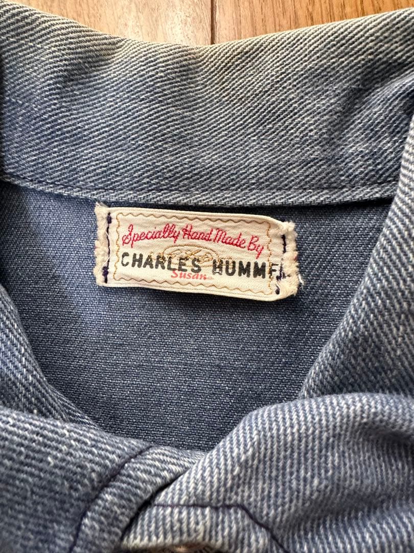 60sハンドメイドデニムジャケッCHARLES HUMMEフランスボタンUSA製