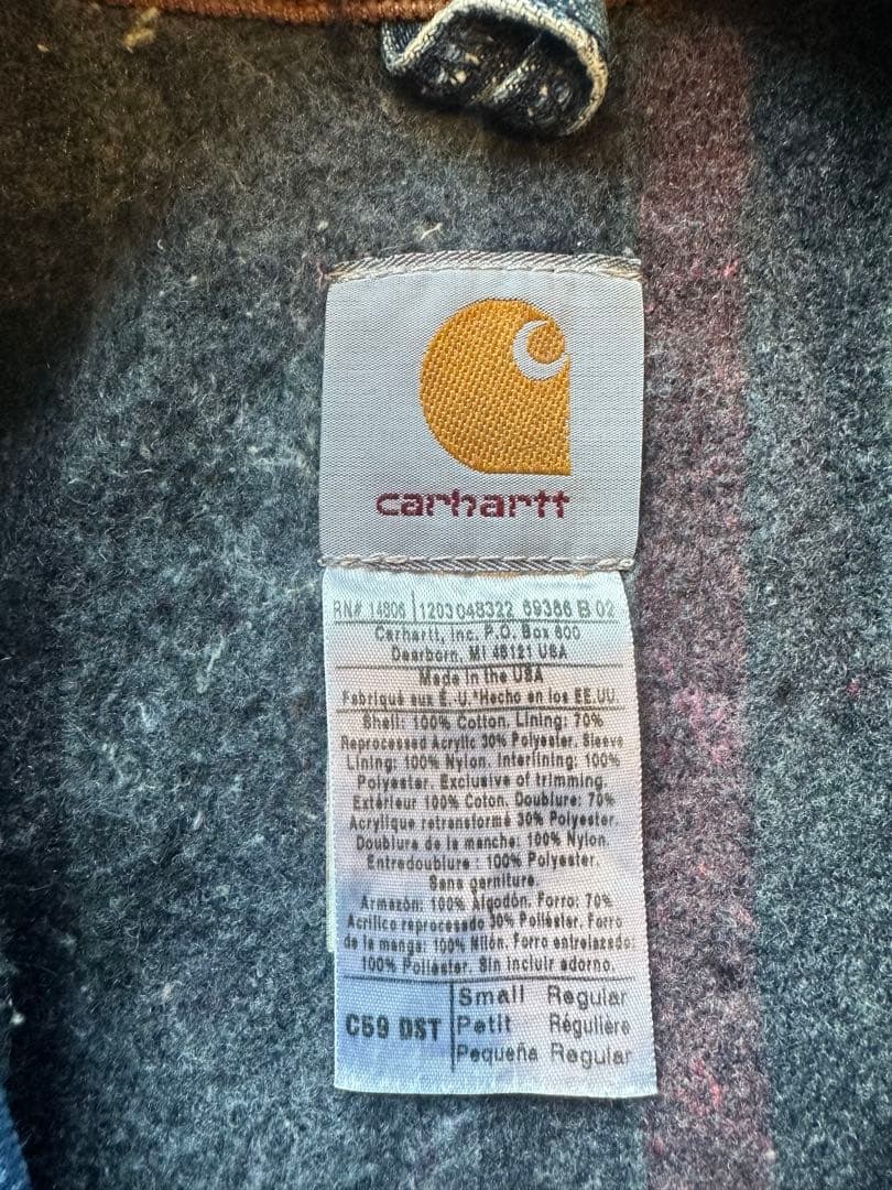 は*★様 USA製　カーハートデニムカバーオール コーデュロイ襟付き　C59 D