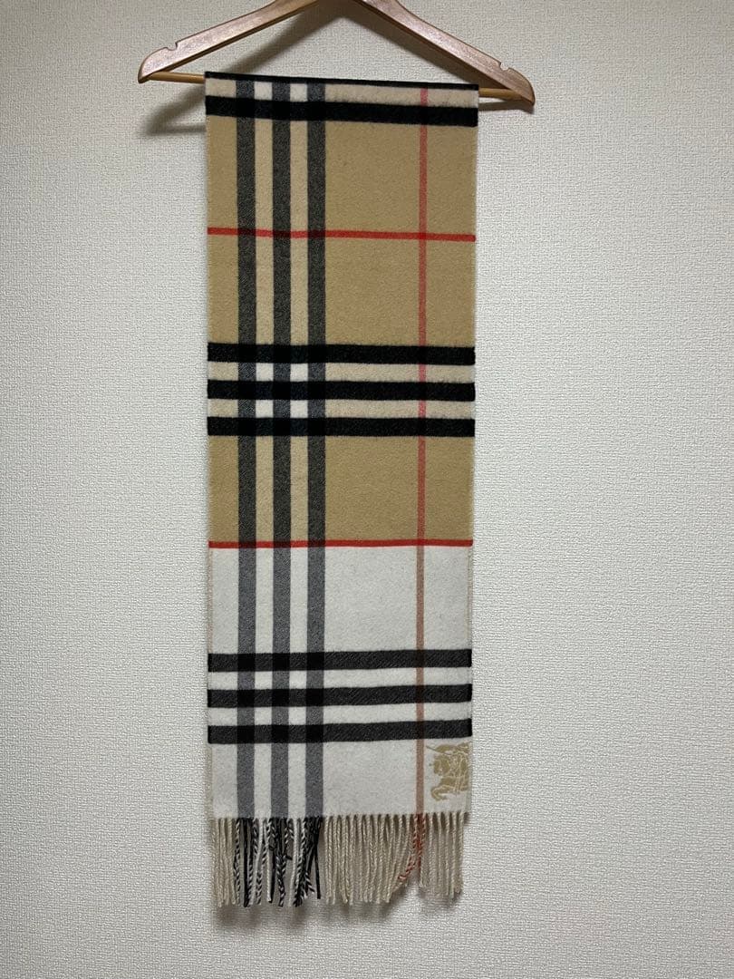 BURBERRY　バーバリー　マフラー　カシミア100％　コントラスト　美品