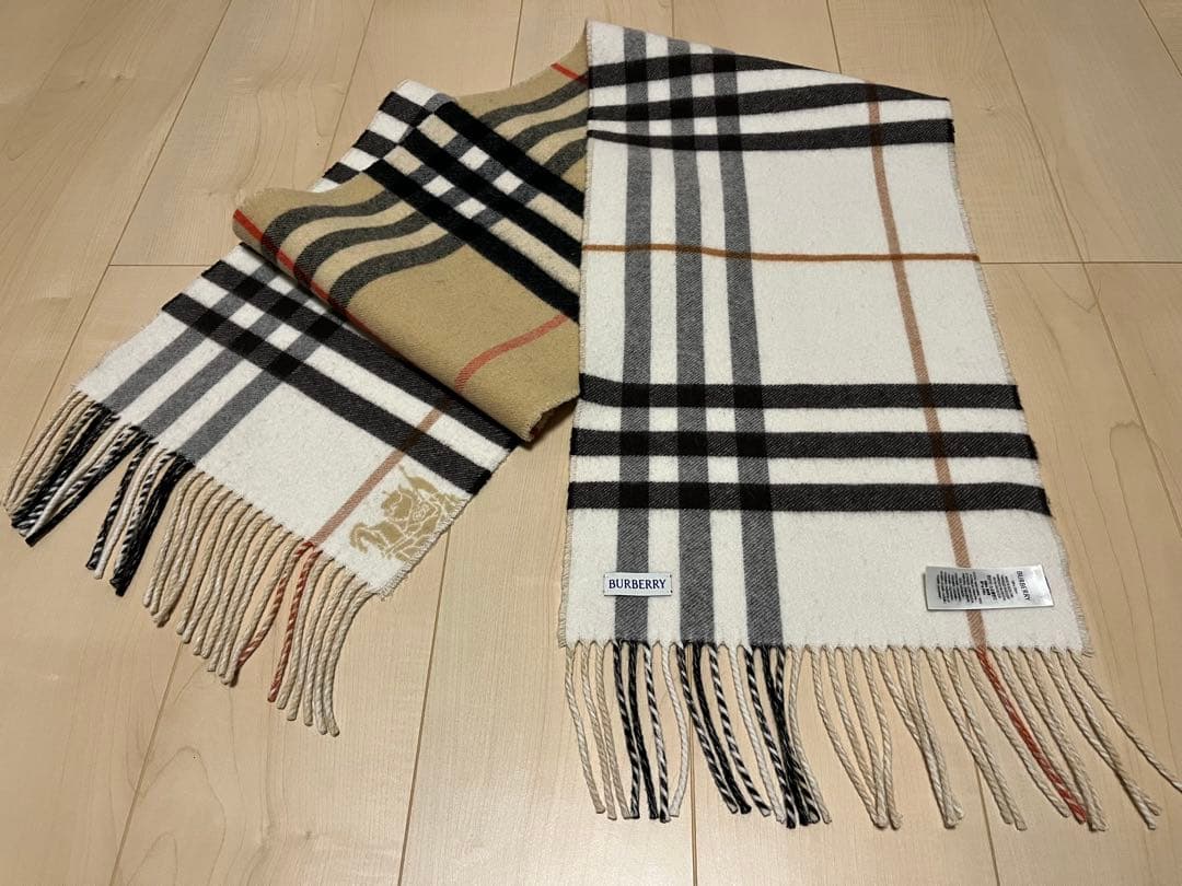 BURBERRY　バーバリー　マフラー　カシミア100％　コントラスト　美品