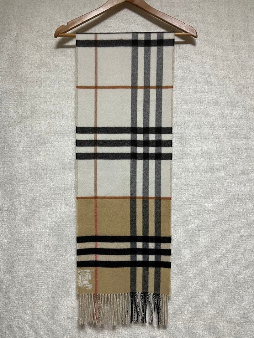 BURBERRY　バーバリー　マフラー　カシミア100％　コントラスト　美品