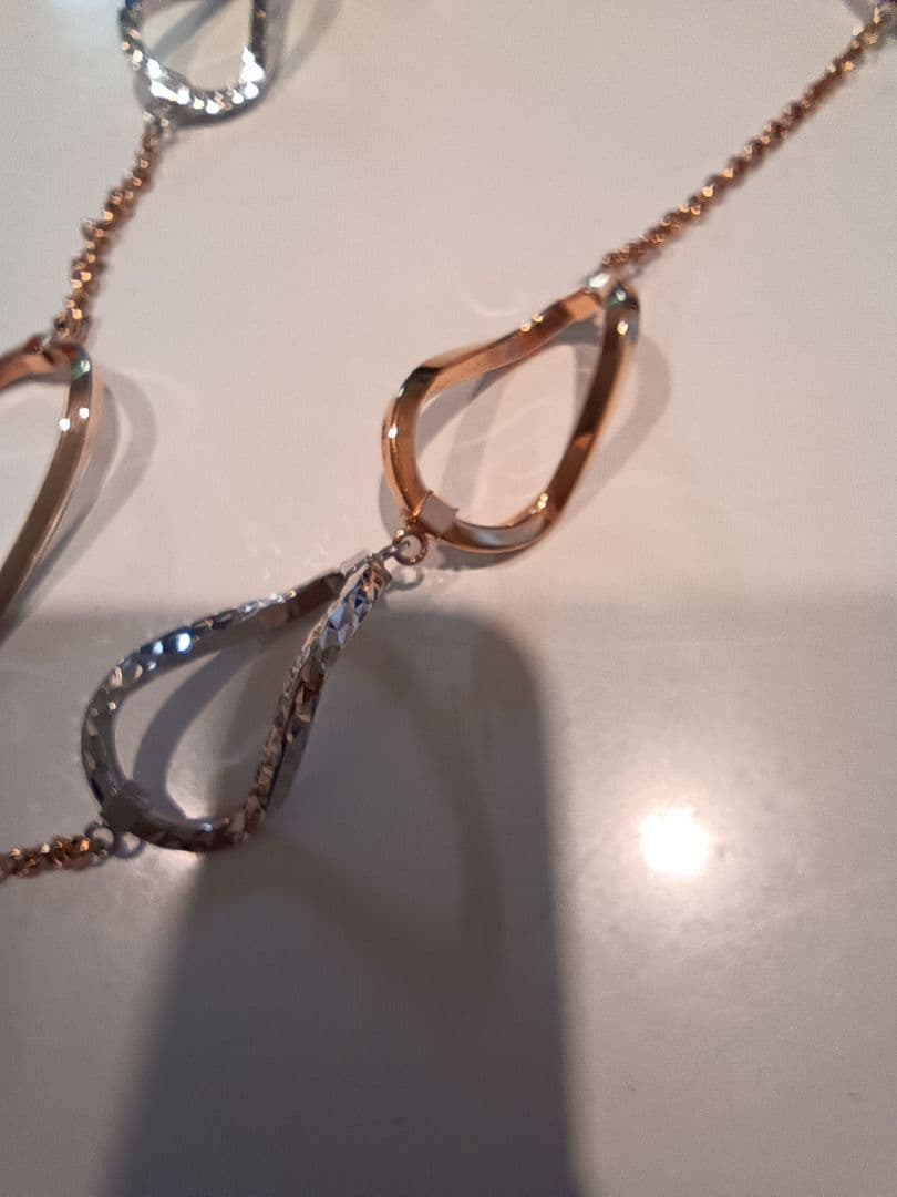 750ITALY ホワイトゴールドとイエローゴールドのチェーンデザインネックレス