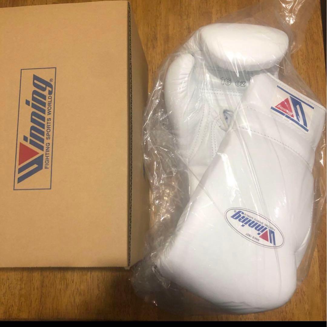 Winning ボクシンググローブ 16オンス 白　紐タイプ　ウイニング