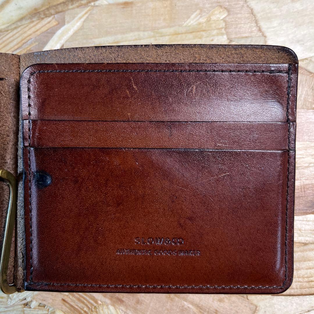 1*u様 slow スロー 二つ折り財布 マネークリップ ブラウン 本革 