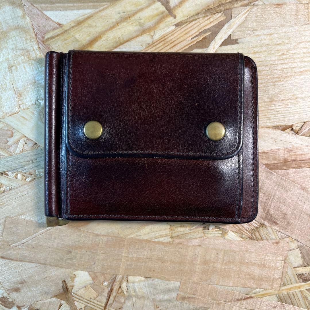 1*u様 slow スロー 二つ折り財布 マネークリップ ブラウン 本革 