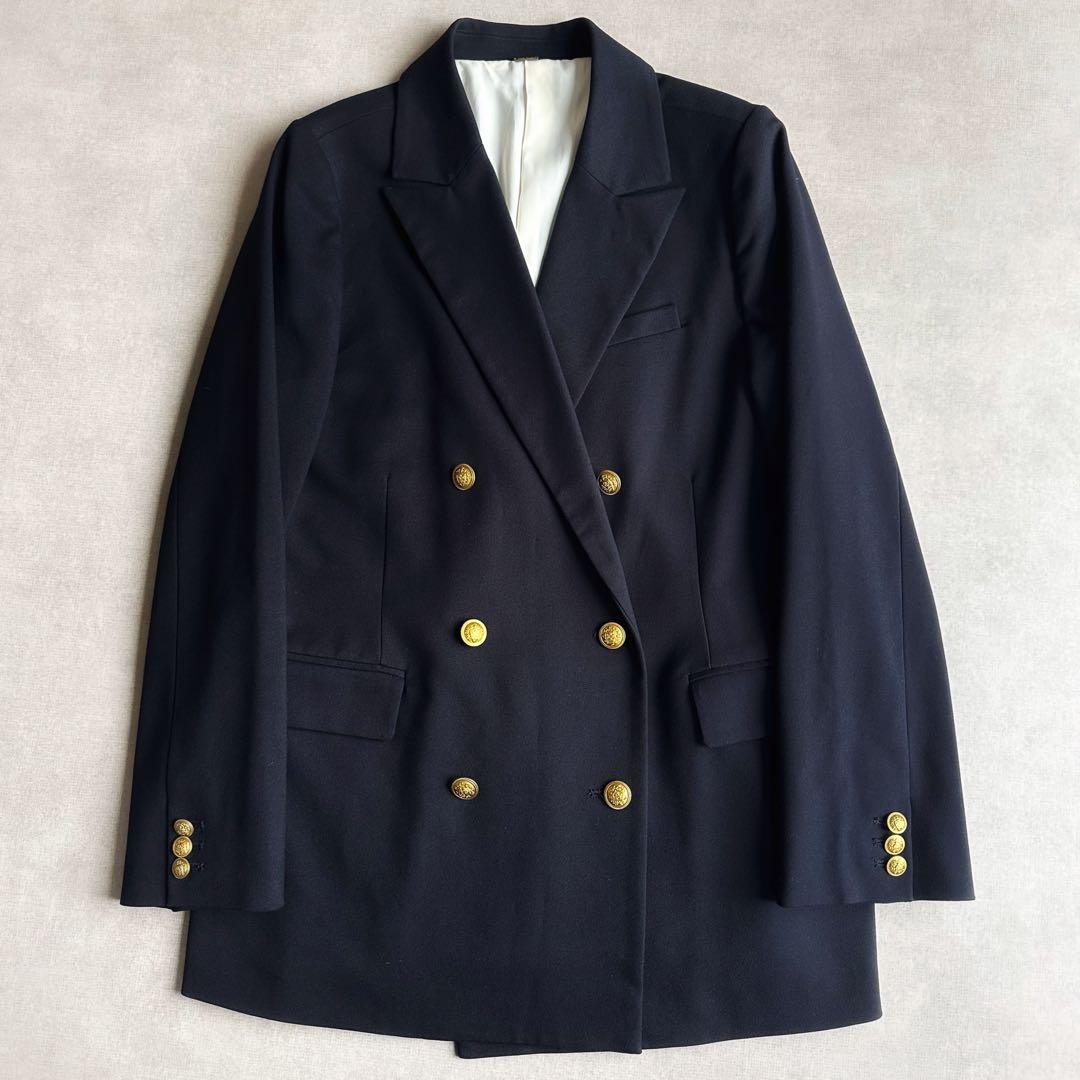 美品▲Mila Owen//金ボタンダブルブレザーオーバージャケット 紺ブレ