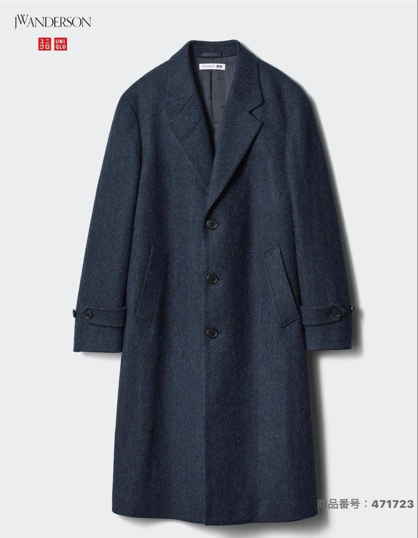 UNIQLO and JW ANDERSON チェスターコート L ネイビー