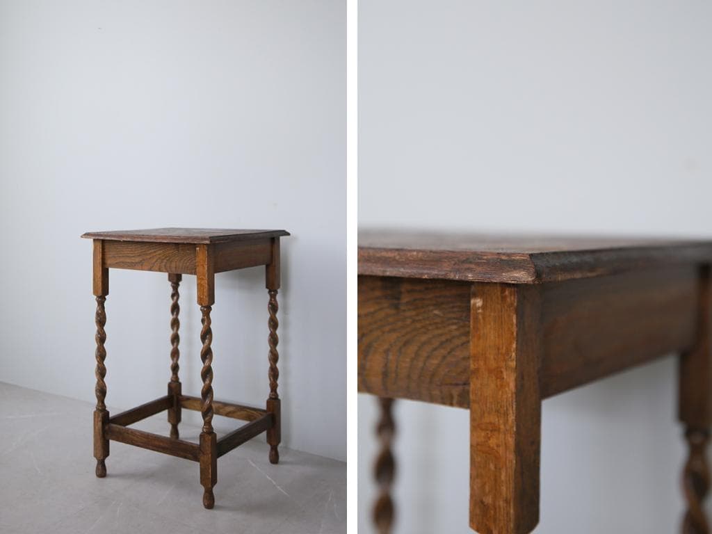 英国アンティーク木製サイドテーブル/オケージョナル机/飾り棚/花台(79-275