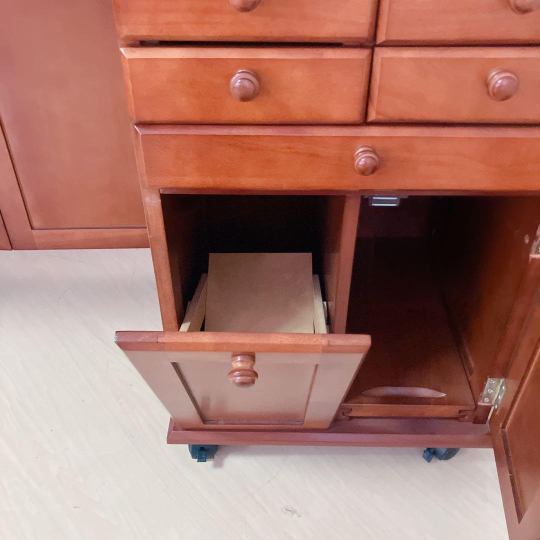 キャスター付き　木製　バタフライテーブル　バタフライワゴン　電源コード付き