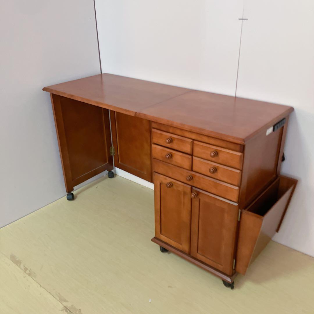 キャスター付き　木製　バタフライテーブル　バタフライワゴン　電源コード付き