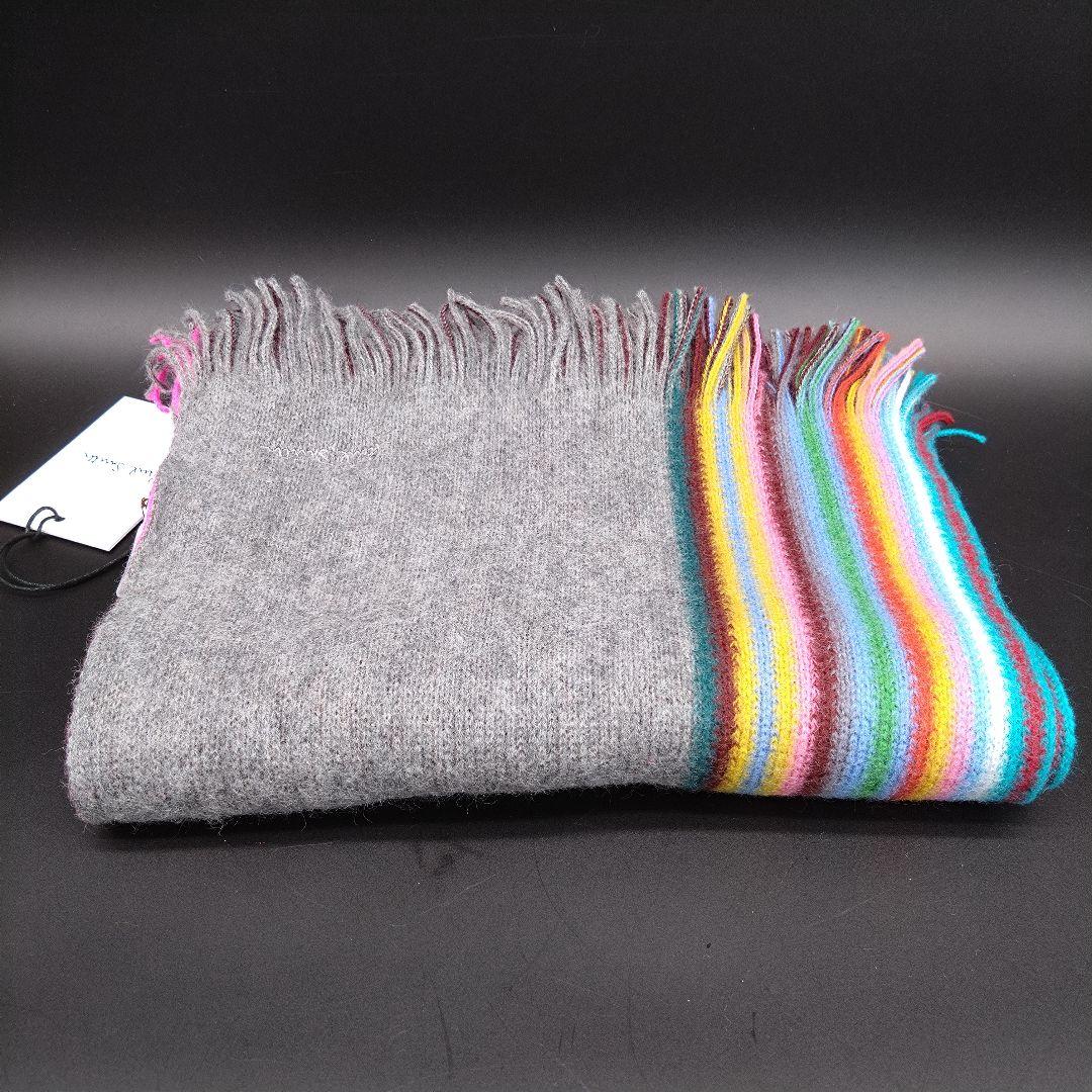 【未使用】Paul Smith マフラー ウール100% マルチストライプ タグ