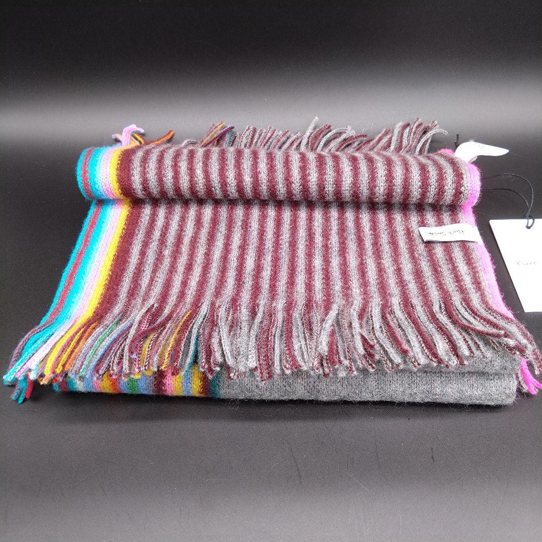 【未使用】Paul Smith マフラー ウール100% マルチストライプ タグ