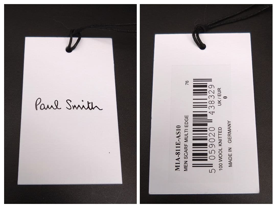 【未使用】Paul Smith マフラー ウール100% マルチストライプ タグ