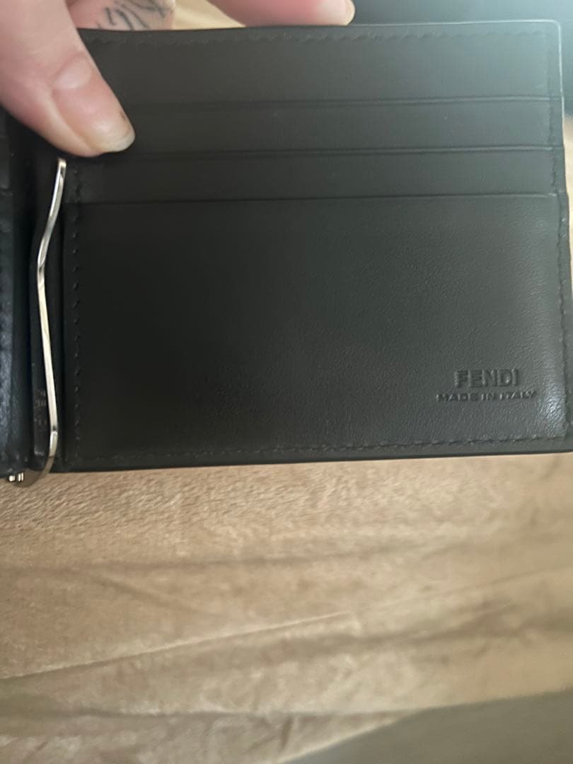 FENDI　フェンディ　マネークリップ　ズッカ　ダイアゴナル　イエローライン