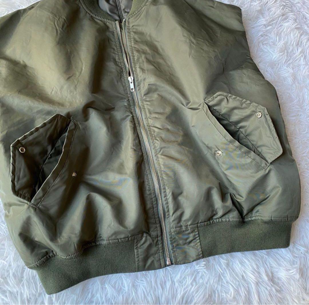 美品　CANAL JEAN MA-1ベスト ボリュームスリーブ　緑　グリーン