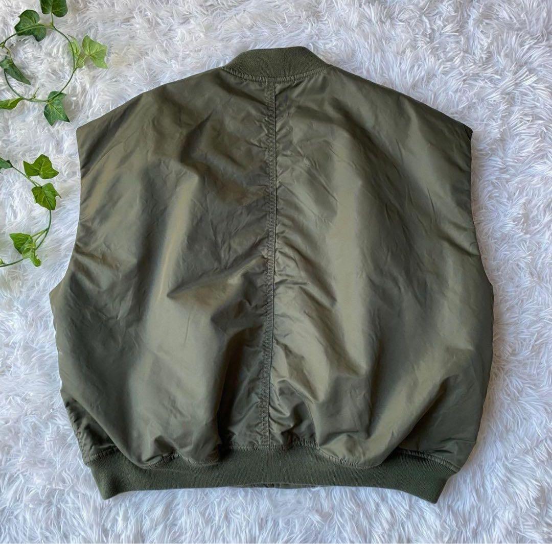 美品　CANAL JEAN MA-1ベスト ボリュームスリーブ　緑　グリーン