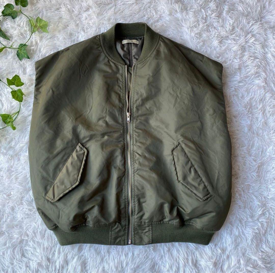 美品　CANAL JEAN MA-1ベスト ボリュームスリーブ　緑　グリーン