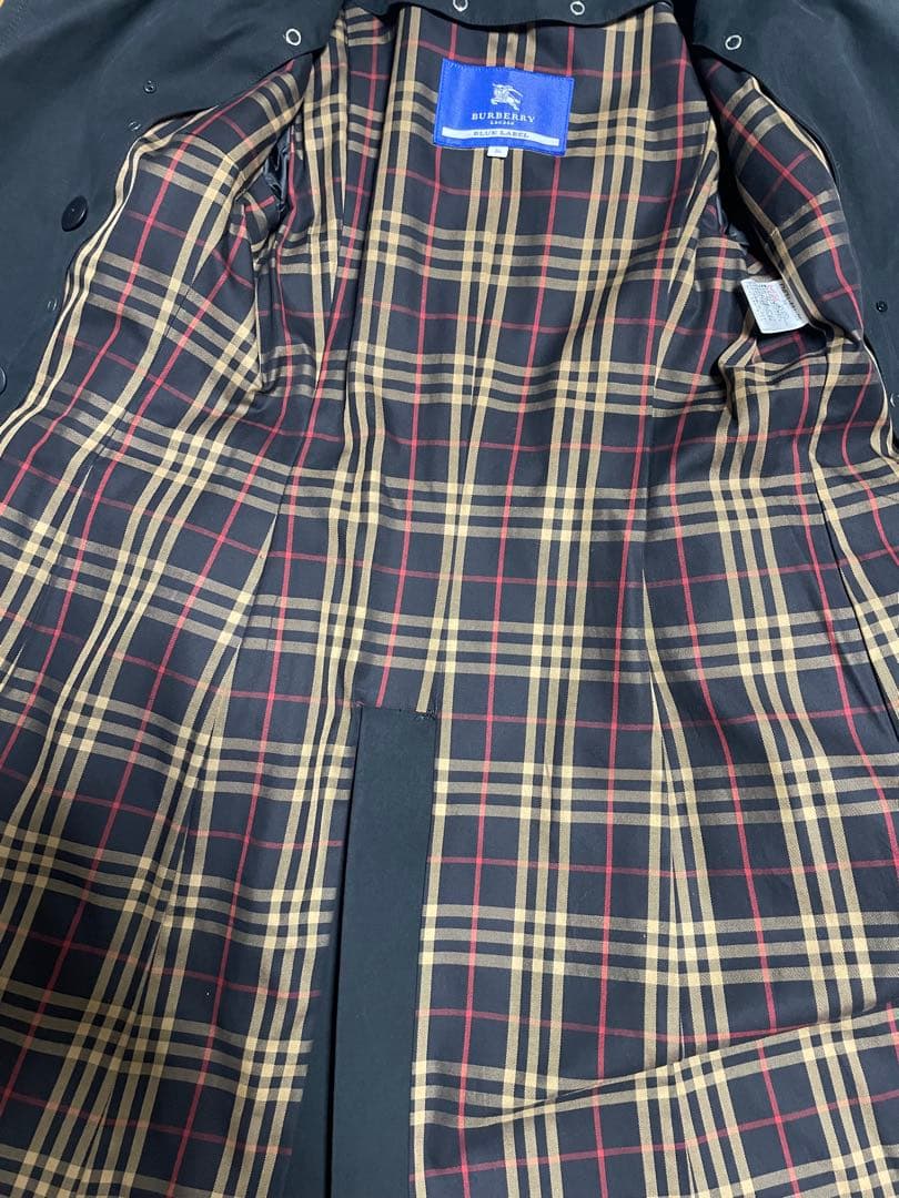 【美品】バーバリーブルーレーベル トレンチコート 36 ライナー付き ブラック