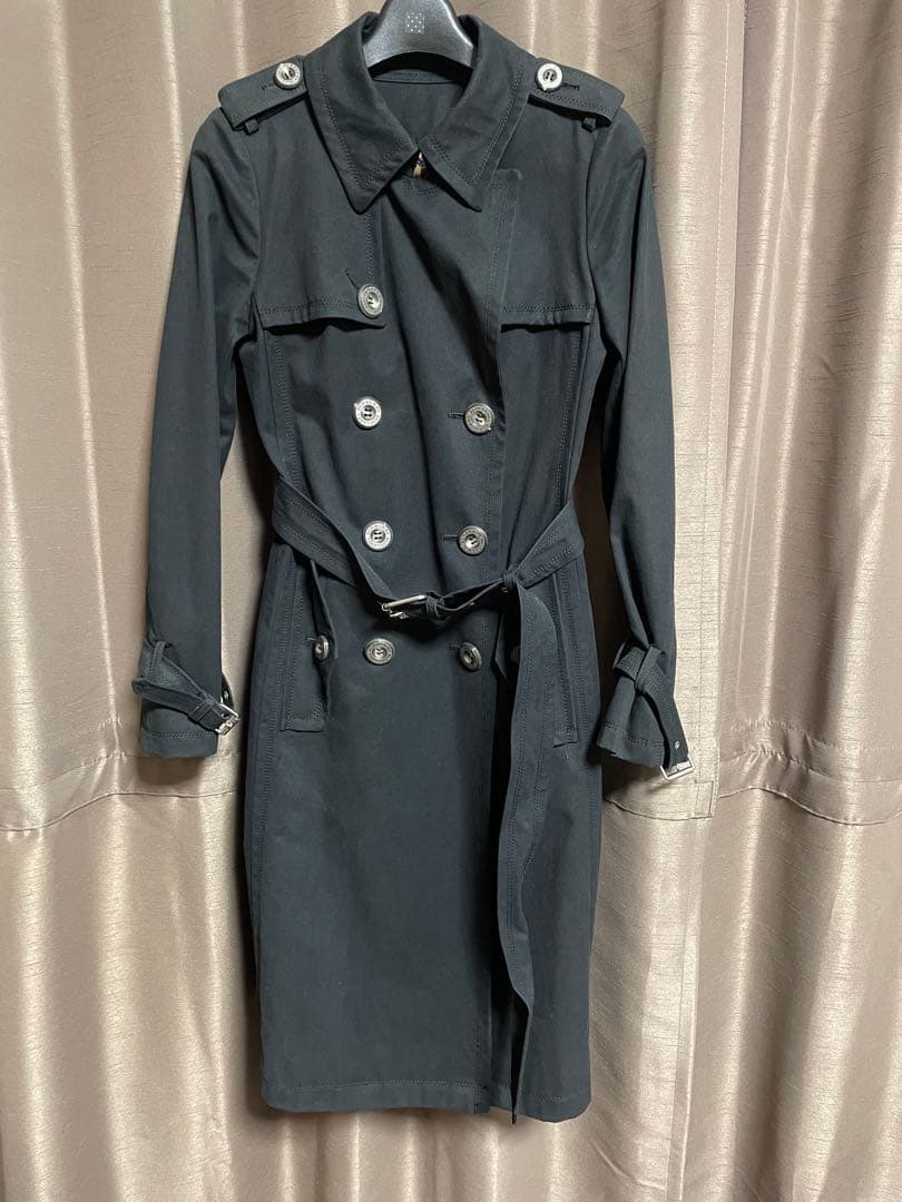 【美品】バーバリーブルーレーベル トレンチコート 36 ライナー付き ブラック