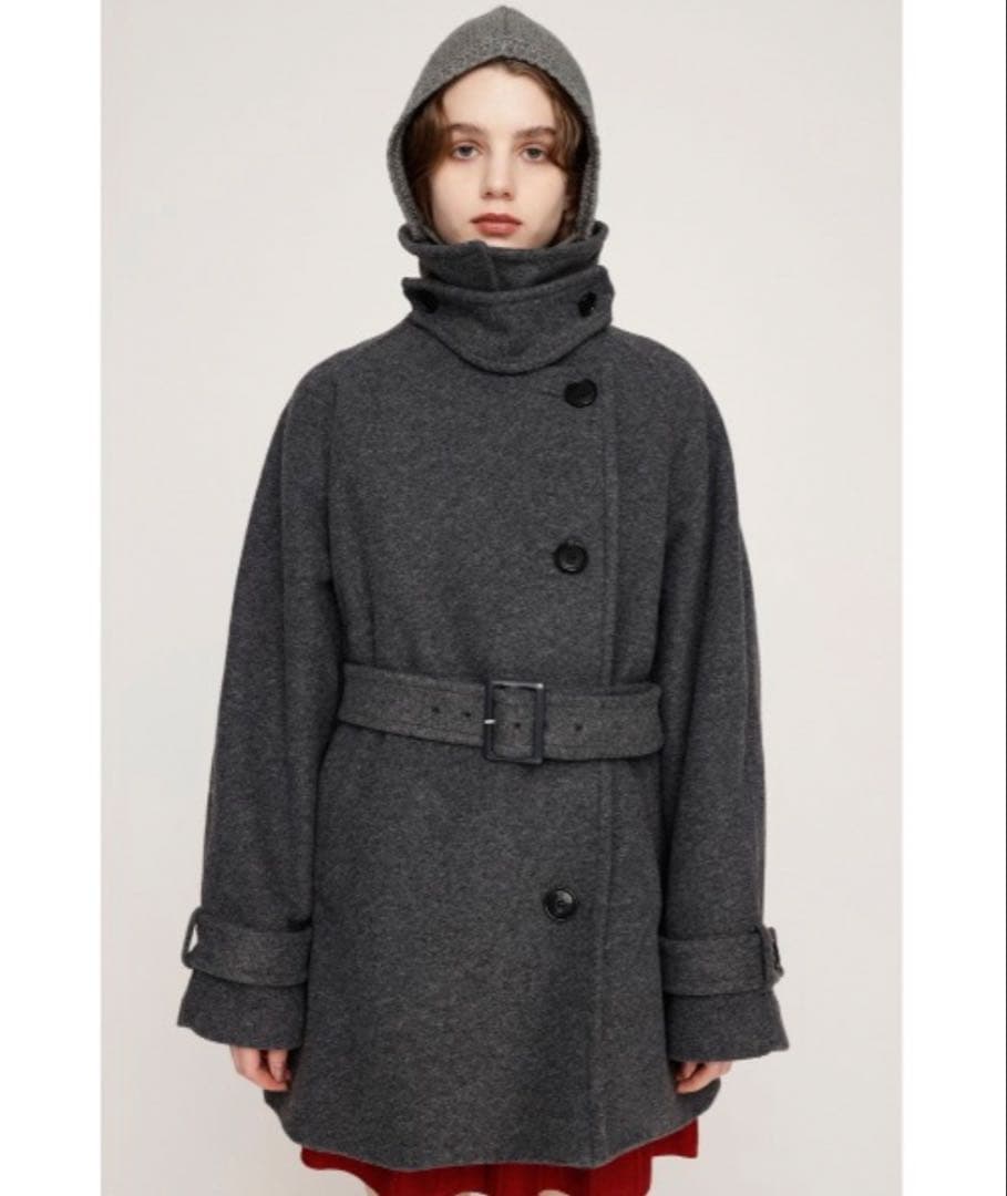 〘SLY〙STAND NECK BELTED S/COAT 【グレー】