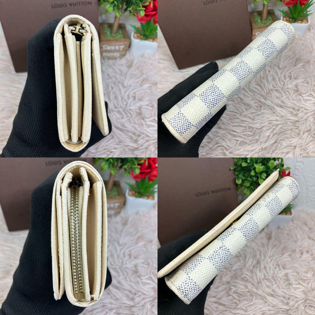 ！美品！ 現行 ルイヴィトン ダミエ アズール ポルトフォイユ トレゾール