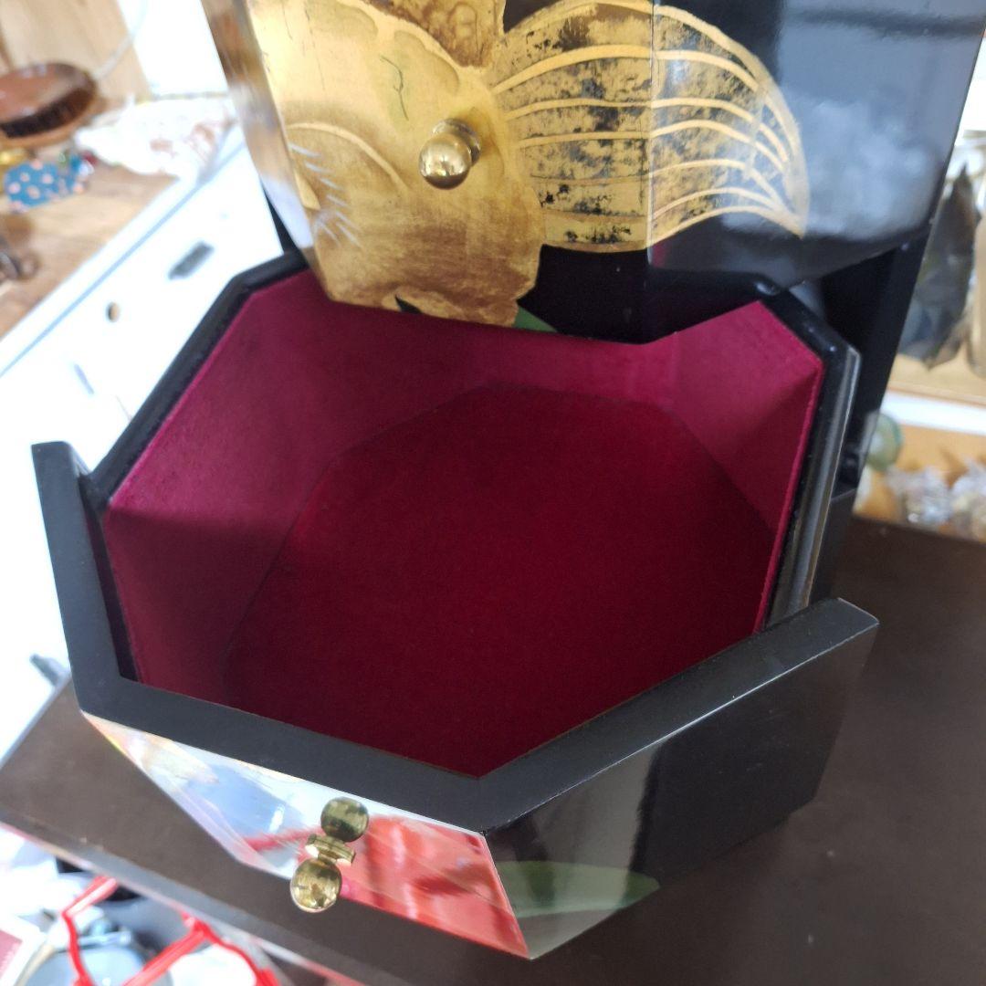 中国家具 黒漆 八角型 8杯 引き出し 抽斗 箪笥 チェスト 花台 高卓 飾り台