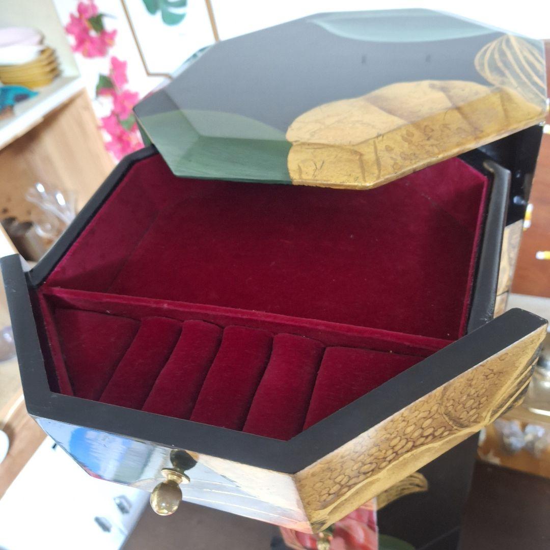 中国家具 黒漆 八角型 8杯 引き出し 抽斗 箪笥 チェスト 花台 高卓 飾り台