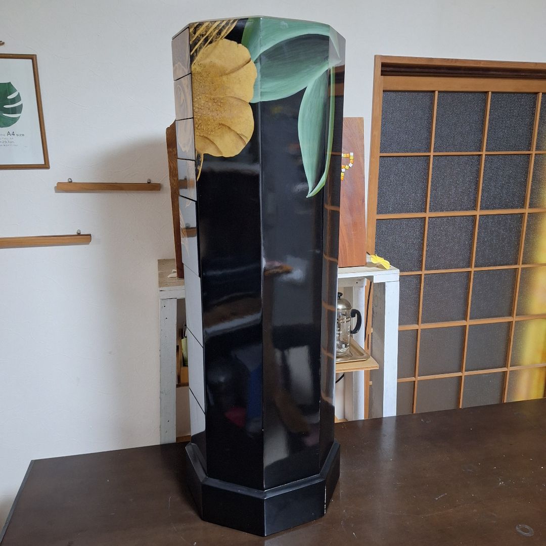 中国家具 黒漆 八角型 8杯 引き出し 抽斗 箪笥 チェスト 花台 高卓 飾り台