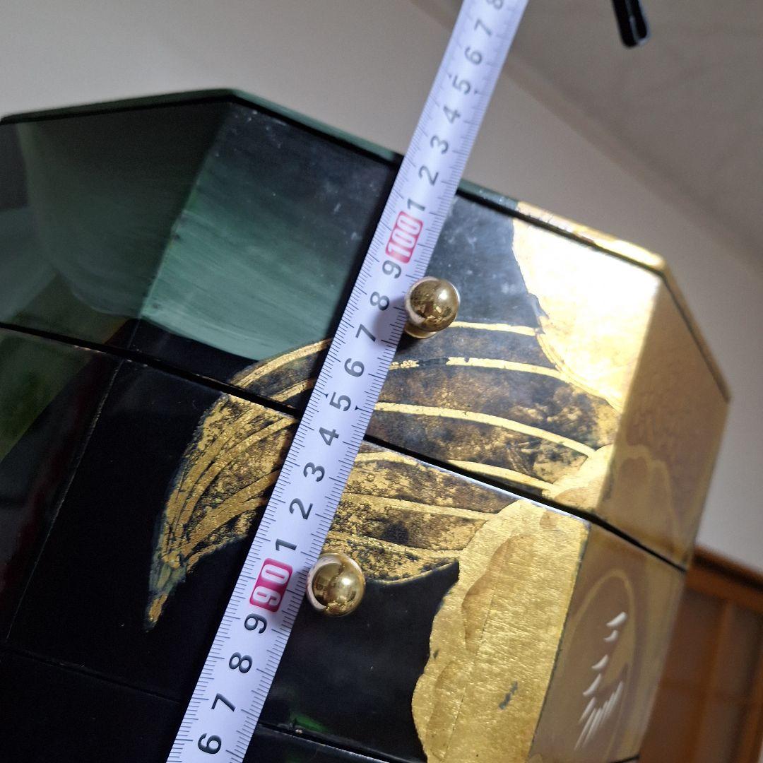 中国家具 黒漆 八角型 8杯 引き出し 抽斗 箪笥 チェスト 花台 高卓 飾り台