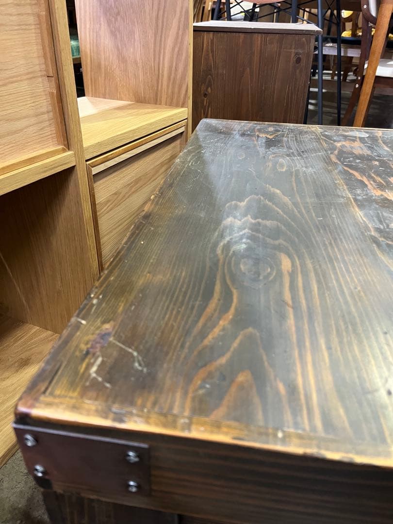 【キャスター付】収納付センターテーブル　インダストリアル