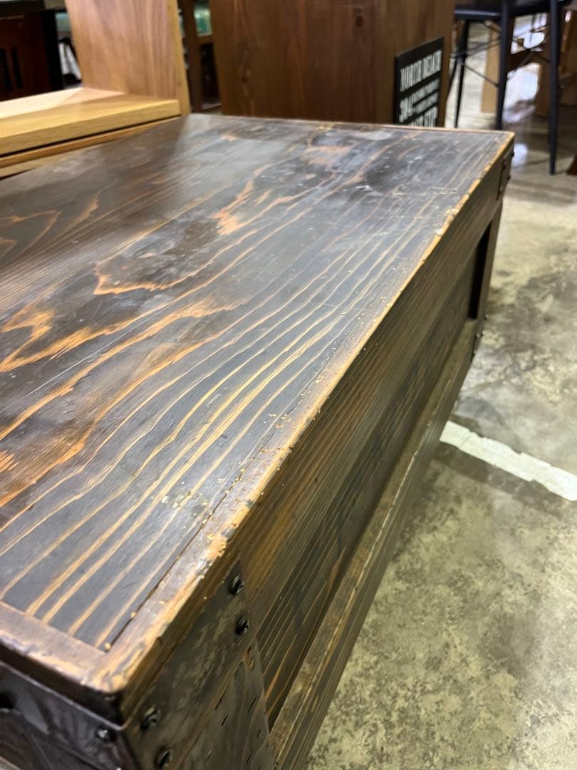 【キャスター付】収納付センターテーブル　インダストリアル