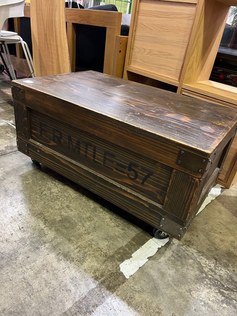 【キャスター付】収納付センターテーブル　インダストリアル