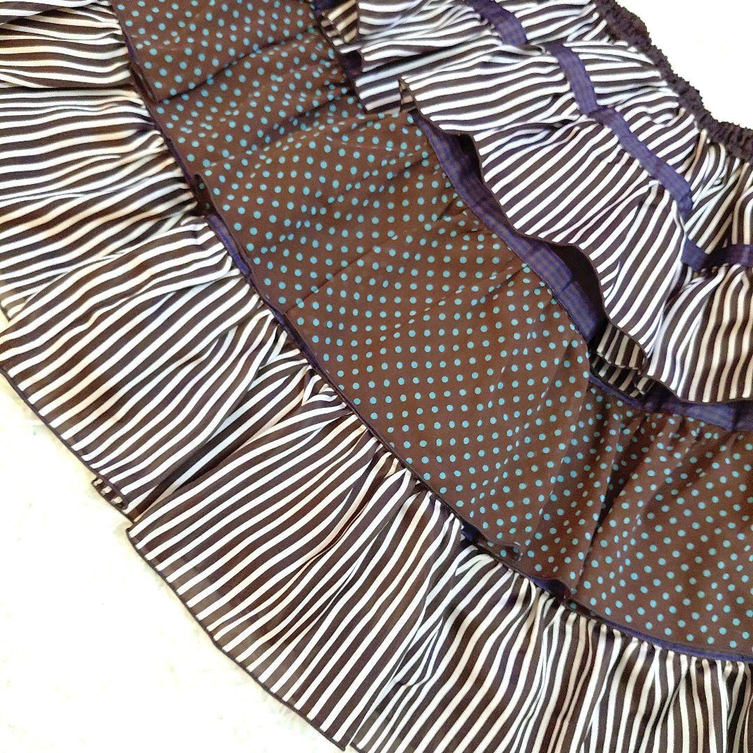 極美品✨BABY ミニスカートティアード ストライプ　ドット リボン フレア