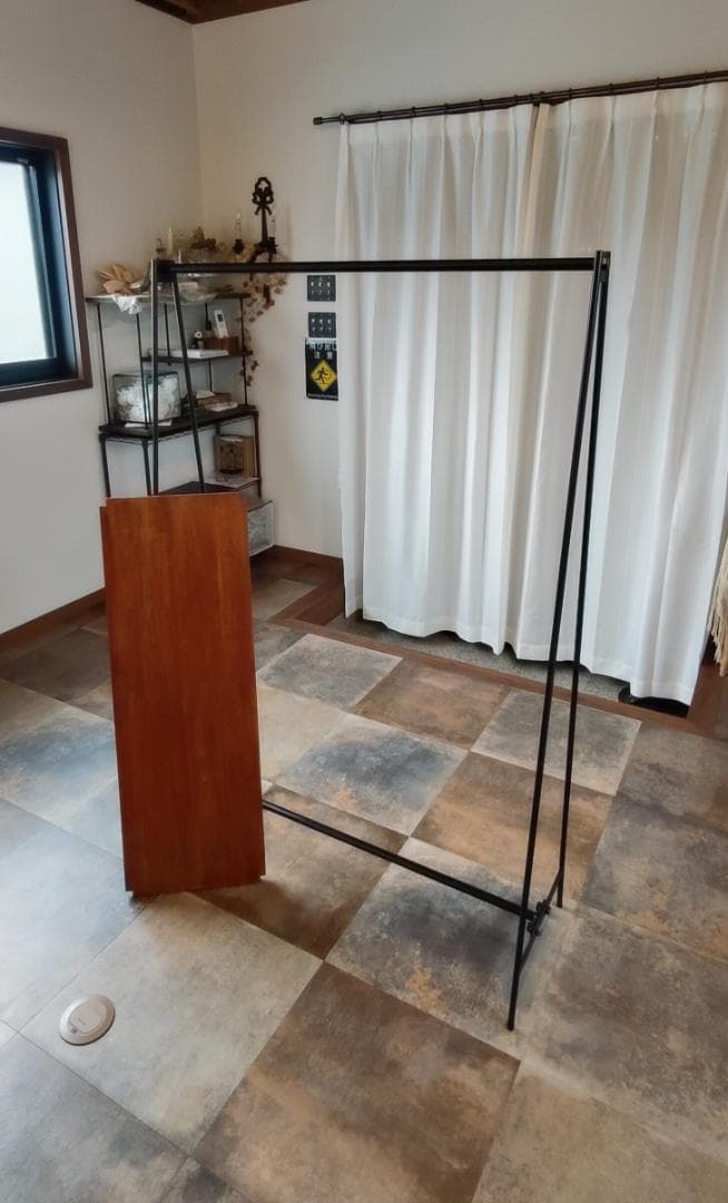 ハンガーラック アイアン アンティーク 棚板付 店舗什器 スチール シェルフ