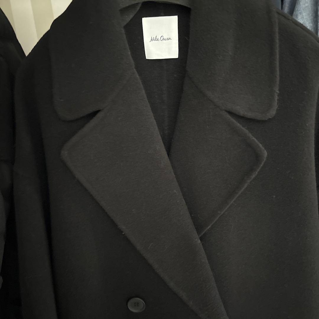 ミラオーウェン　woolコクーンシルエットピーコート　ブラック　1