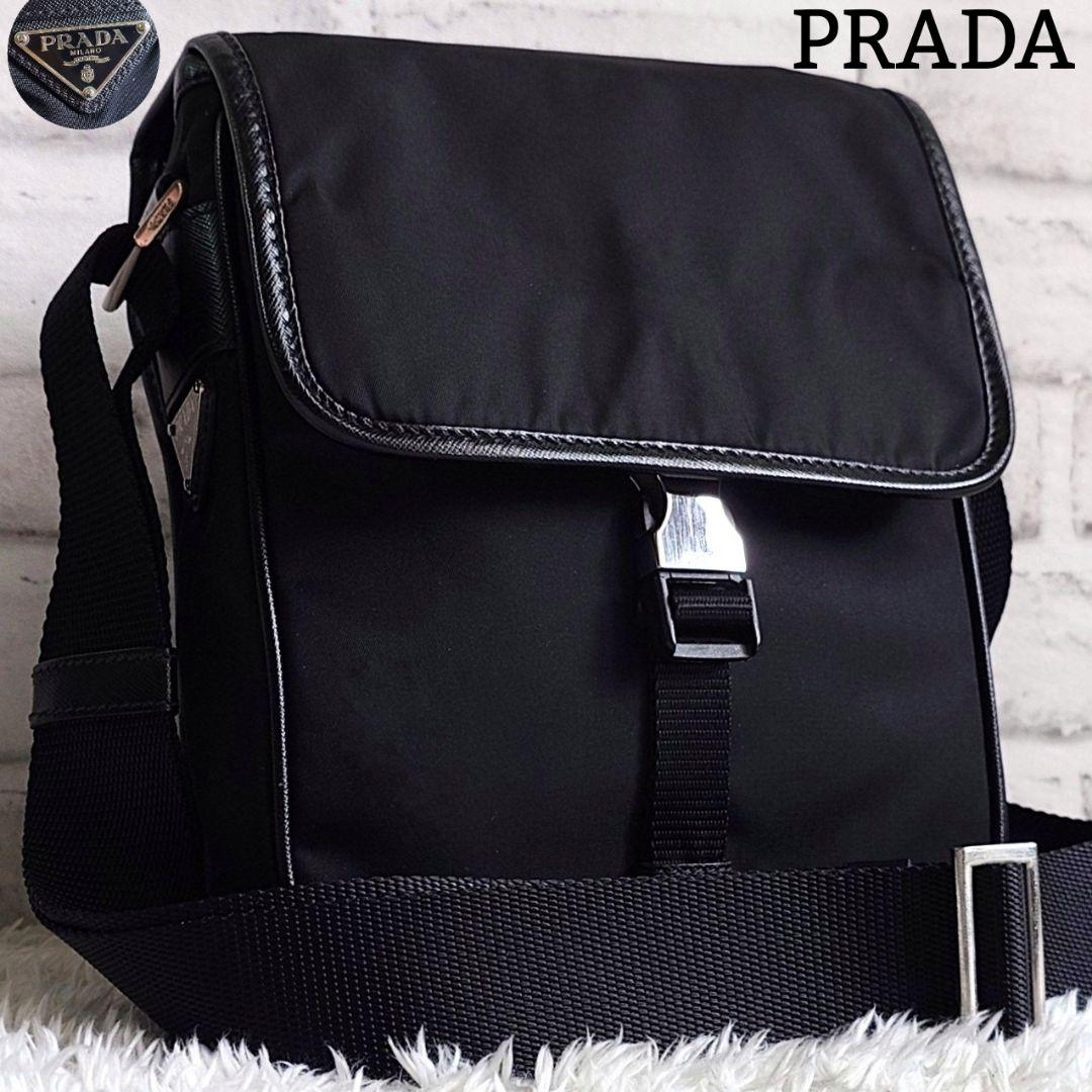 美品 プラダ ショルダーバッグ クロスボディ 三角ロゴ ナイロン サフィアーノ