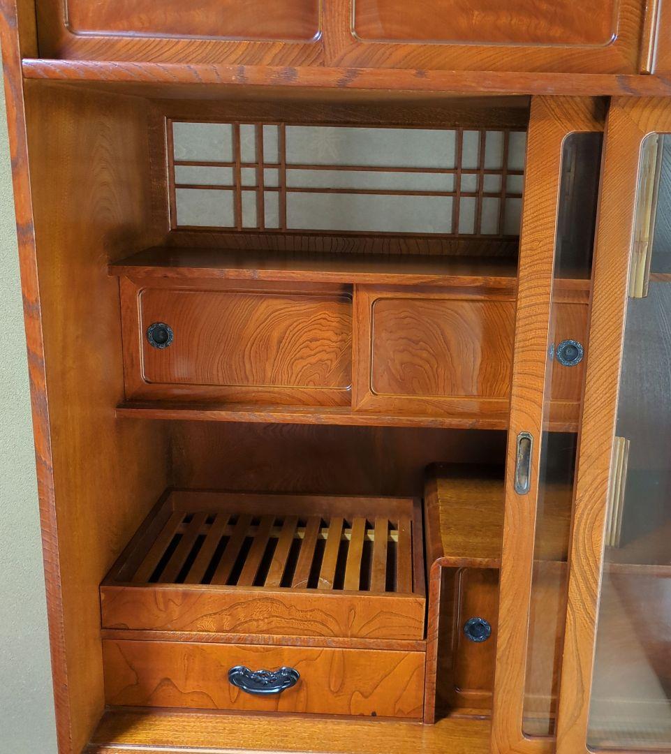 長期保管品 茶箪笥 木製 飾り棚ガラス戸 ビンテージ アンティーク 昭和レトロ
