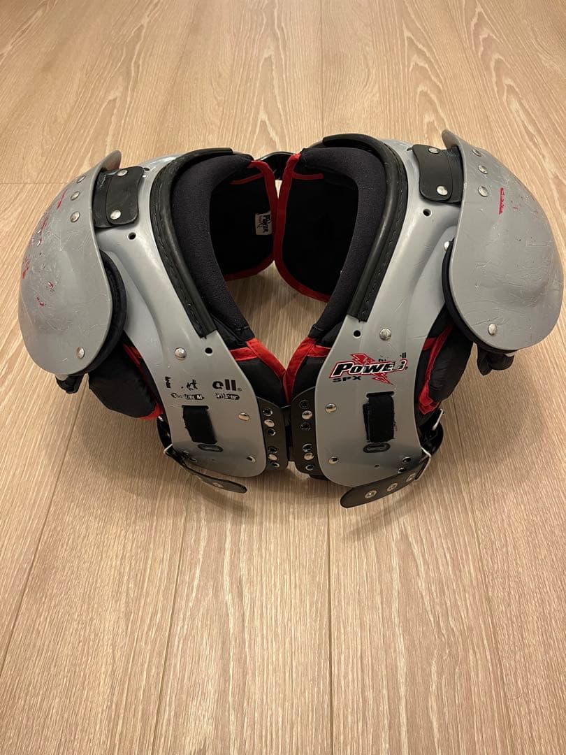 Riddell Power ショルダーパッド シルバー/レッド