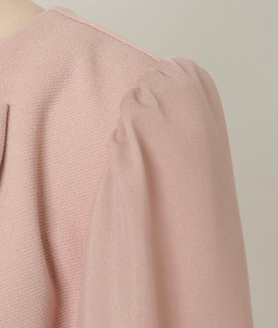 美品☆ローズティアラ胸元リボン風チュニックワンピース紺大きいサイズ46