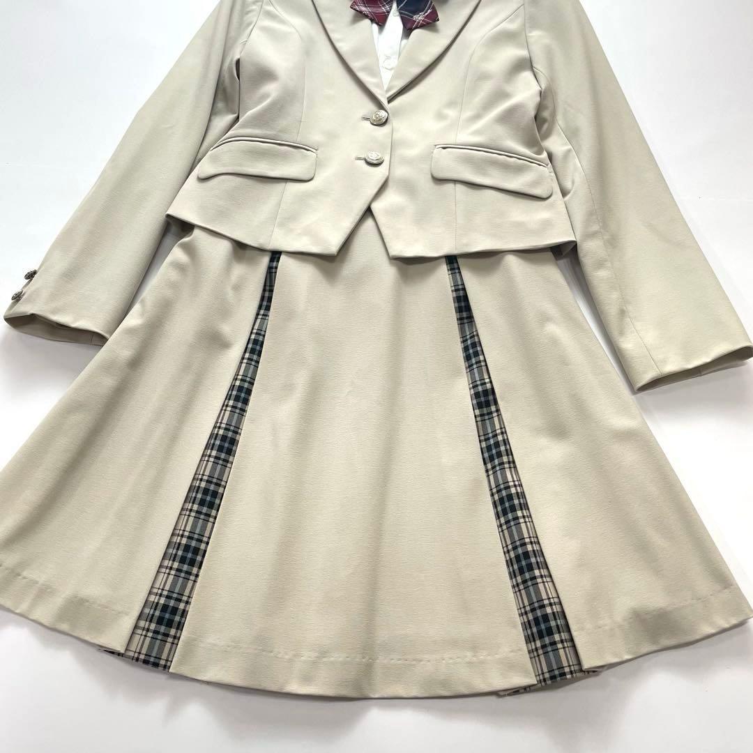 高級感✨ポンポネット フォーマル 160 卒服 チェック ベージュ 水色 赤