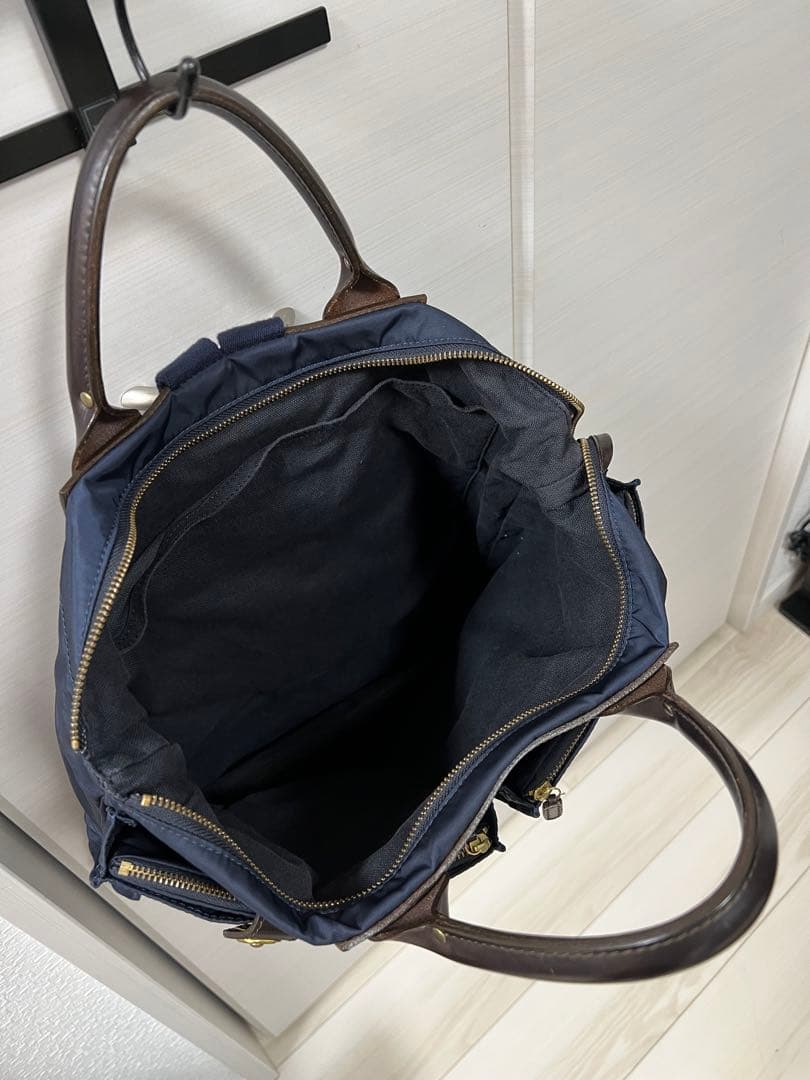 フェリージ　2wayリュック 18/50　ネイビーｘダークブラウンレザー