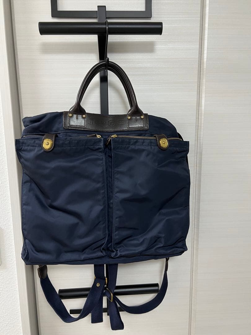 フェリージ　2wayリュック 18/50　ネイビーｘダークブラウンレザー