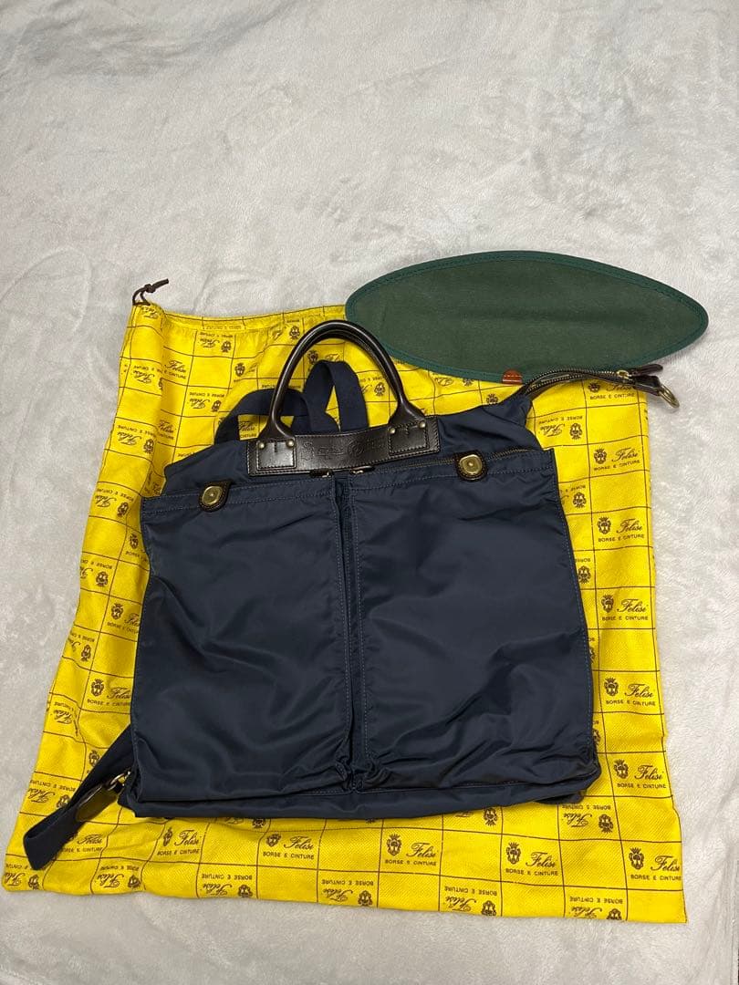 フェリージ　2wayリュック 18/50　ネイビーｘダークブラウンレザー