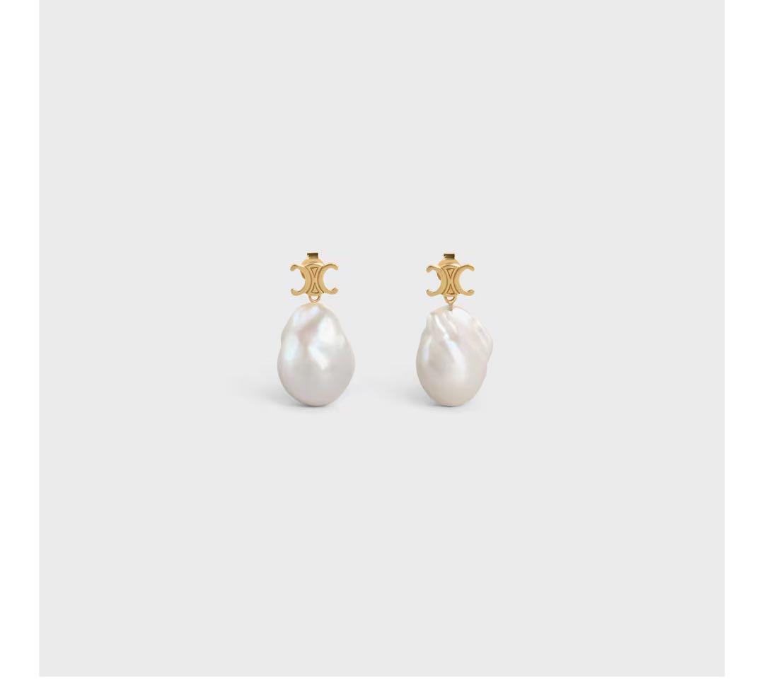 【美品】セリーヌ　ホワイトパール ゴールド ピアス