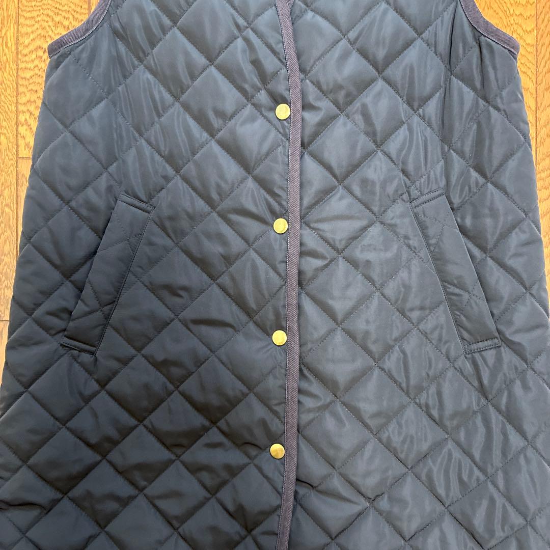 OUR アワーホーム ロング キルティングベスト ブラウン