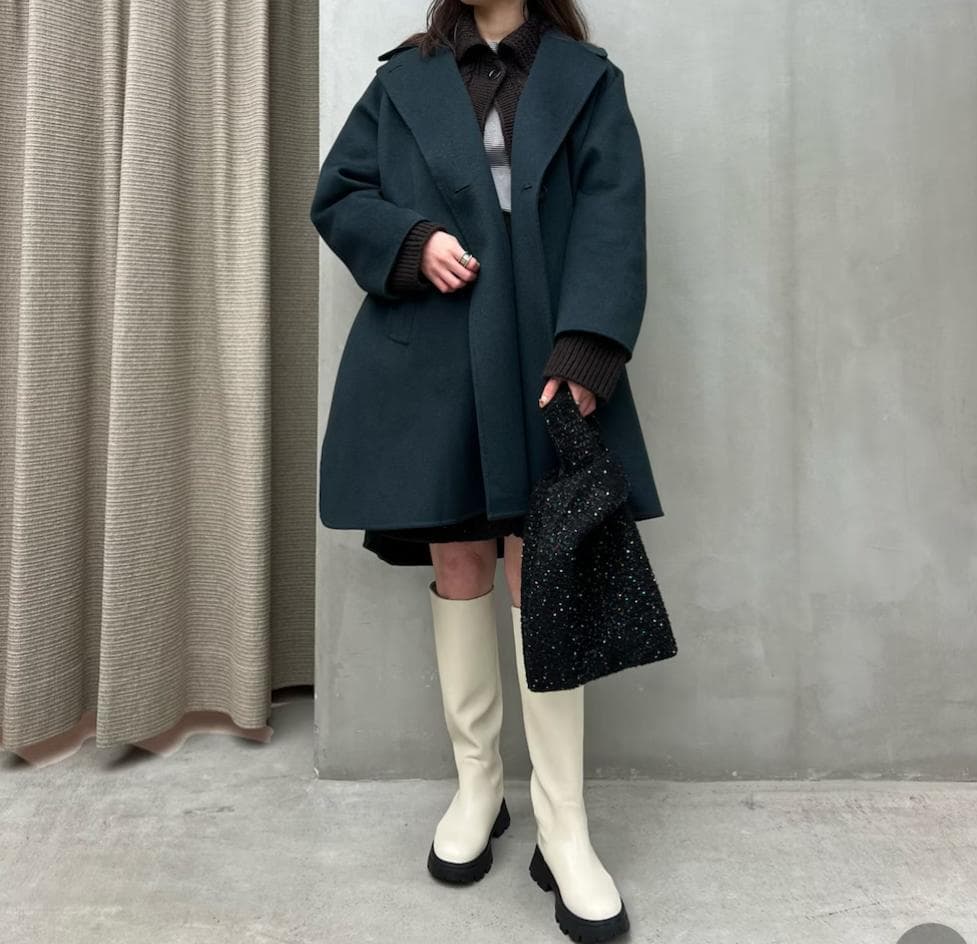 22aw Beauty & Youth リバー ポンチョ コート S Green