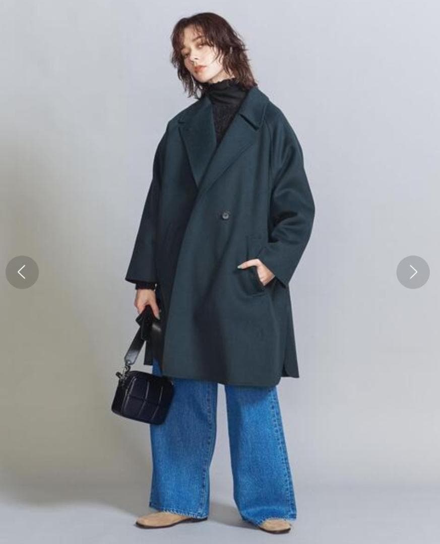 22aw Beauty & Youth リバー ポンチョ コート S Green